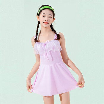 檀典女大童泳衣中大童2023新款连体儿童女孩少女初中生12岁洋气装