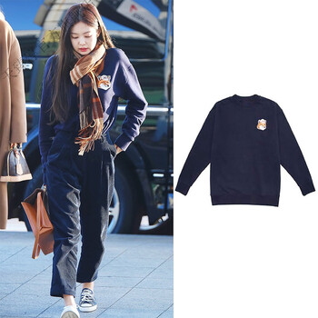 blackpink 金智妮jennie同款上衣 卫衣女春秋小众上衣韩版宽松圆领套