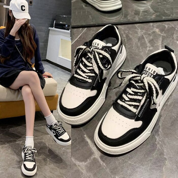 达芙妮daphne黑白熊猫板鞋女2023秋季新款女鞋小众厚底运动休闲平底