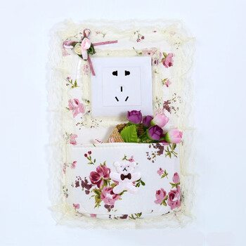 手机充电口袋开关罩挂袋开关套带收纳兜插座装饰布艺开关贴保护套荧光