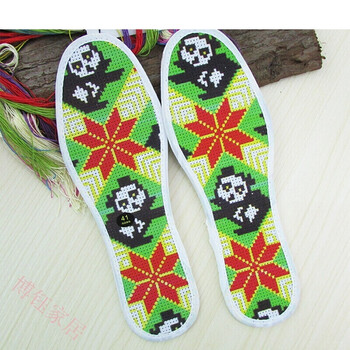 定制定做鞋垫十字绣半成品透气手工六层印花绣花鞋垫 64红八角 36