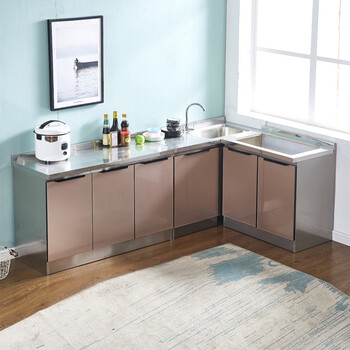 橱房柜小户型灶台柜简易厨房柜厨房一体水盆柜防水其他尺寸定制晶钢门