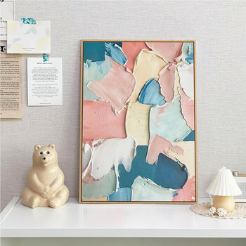 槐序厚肌理油彩艺术玄关画北欧ins小清新客厅装饰画少女卧室挂画 z