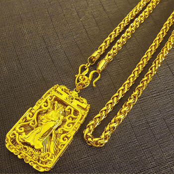 越南沙金项链男吊坠男士款欧币首饰品久不掉色仿真龙头粗新款项链肖邦