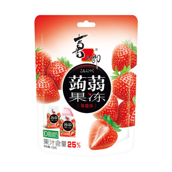 喜之郎 蒟蒻果汁果冻20克x6包共120g草莓味 魔芋饱腹0脂肪休闲食品