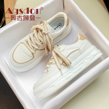 奥古狮登(agsdon)小白鞋女百搭韩版松糕板鞋女2022年秋冬新款时尚麦穗