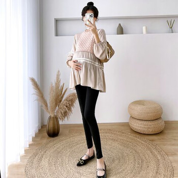 摩登孕妈孕妇装春秋装新款孕妇套装宽松长袖时尚气质显瘦外穿娃娃衫两