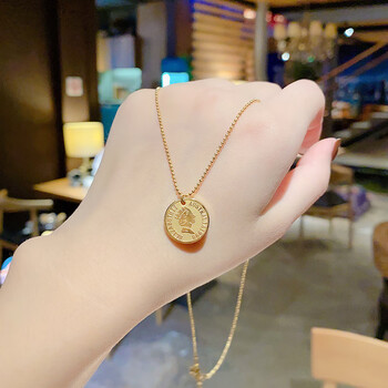 颖芝玉七夕礼物硬币项链女女王头像钱币2022毛衣链圆520情人节送男