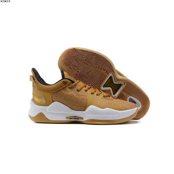 保罗乔治5代 pg5白黑全明星蓝粉男子耐磨防滑实战气垫球鞋男 小麦棕