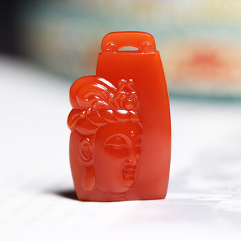 甄祥 天然凉山南红玛瑙观音挂坠吊坠联合料满肉无杂无裂苏工沈杭俊