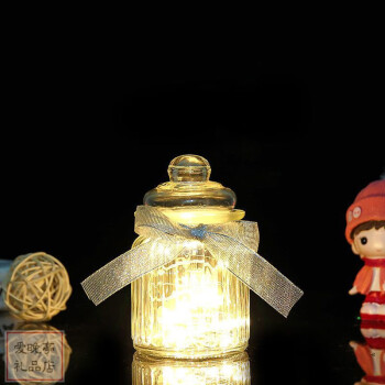 润华年装星星的玻璃瓶 LED灯许愿瓶星星瓶星星折纸网红星星罐夜光毕业礼 暖白灯 LED灯欧式小号(可装99颗)