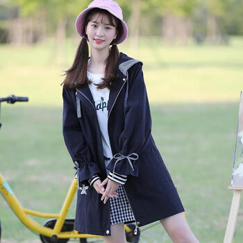 汉世巍初高中少女学生薄款外套女秋季风衣初中韩版中长款新款春秋学院