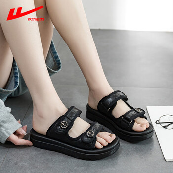 回力拖鞋女夏外穿2022年新款夏季仙女风厚底火沙滩时尚网红凉鞋黑色