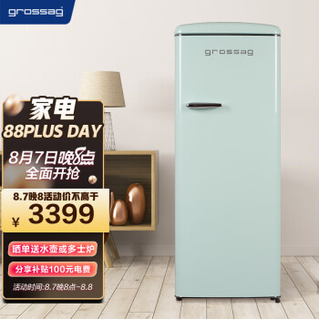 格罗赛格（grossag）小型复古冰箱 家用单门冰箱 冷藏冷冻 美式网红电冰箱（戈尔韦绿） 225L  BC-225RFC 