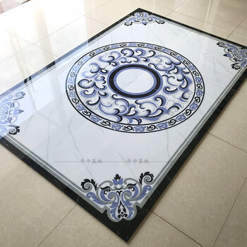 坚悦 佛山新中式客厅拼花地砖灰色地板砖拼图餐厅入户玄关拼花瓷砖