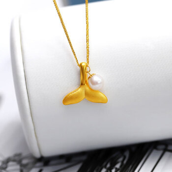 昭妃老凤凰黄金鱼尾项链999足金美人鱼尾巴吊坠女款情人节礼物送女友