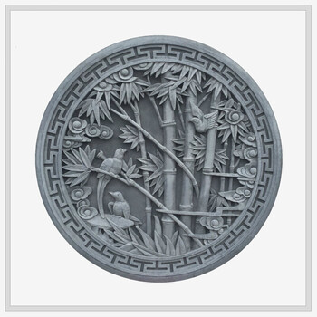 北京唐语砖雕 仿古砖雕影壁 精雕图竹子φ80cm影壁墙装饰ty-gy871