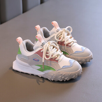 流贝女童鞋子2023秋季新款防滑防踢儿童网鞋休闲透气小女孩阿甘鞋网面