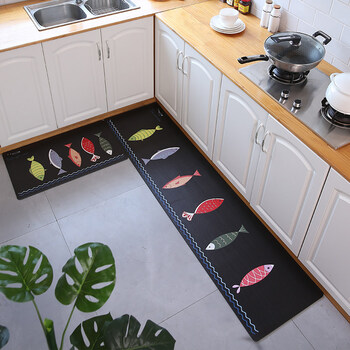 厨房地毯防水防油pvc轻奢厨房免洗可擦皮革防滑厨房家用厨房地毯防水