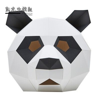 2022diy纸壳头套 熊猫纸模头套动物面具 diy创意抖音网红 ins学生活动