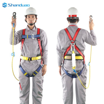SHANDUAO 高空作业安全带 电工保险带 户外攀登安全绳 全身式安全带 AD8618 单小钩1.8米+缓冲包 