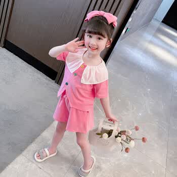 迪凡熊女宝宝衣服16岁小女孩夏装2韩版休闲女童套装夏季短袖小童两件