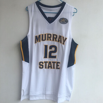 景霸ncaa默里州立大学贾莫兰特12号白色黄色蓝色刺绣球衣篮球服白色m