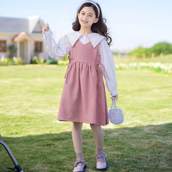 俏洛诗女童秋季连衣裙适合3-14岁小女孩穿的春秋装新款套装裙中大童