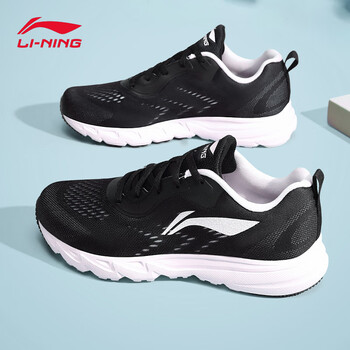 李宁跑步鞋女款2024新款轻羽20网面透气轻弹减震休闲慢跑运动鞋基础黑
