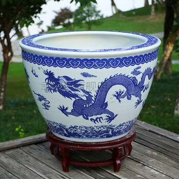 陶瓷大缸 别墅庭院大鱼缸 景德镇陶瓷器景德镇陶瓷鱼缸大型青花瓷水缸