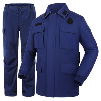狼覃消救援防员迷彩服训练服作训裤子深蓝色救援男长袖劳保工作 火焰