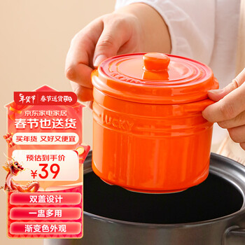 友来福北欧轻奢陶瓷隔水炖盅带盖双耳炖燕窝盅炖罐家用炖汤罐单只装