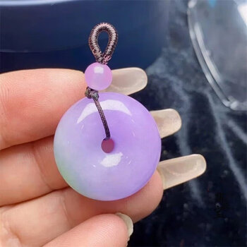 娜贝薇adibaolai紫罗兰吊坠缅甸老坑翡翠冰糥种飘绿男女平安扣挂件扣