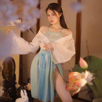 古装睡衣激情套装古风纯欲衣服 古典套装【肚兜 纱裙 外罩衫 t裤】