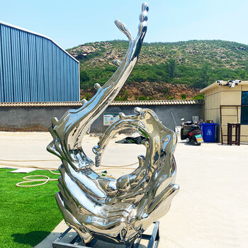 不锈钢水滴不锈钢镜面水浪花雕塑定制大型房地产水池景观金属水滴水