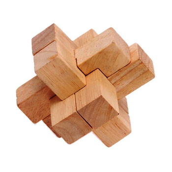 孔明锁鲁班锁套装儿童礼物小学生木制娱乐玩具成人智力扣解锁06环环相