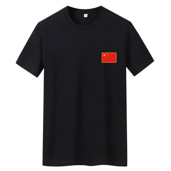 2022新款国旗印花纯棉t恤男夏季国潮红旗短袖体恤官方旗店 黑色 xl