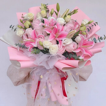 维纳斯鲜花速递红玫瑰花香水百合花束礼盒预定生日礼物圣诞节礼物北京成都上海深圳成都同城花店配送花上门为爱相随 粉百合玫瑰混搭花束 图片价格品牌报价 京东