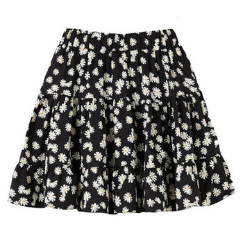 汀慕梵小个子夏天穿的下半身碎花裙短裙不过膝黑色雪纺超子半身裙女