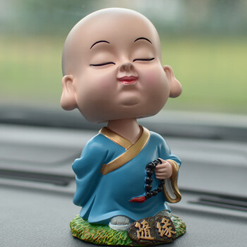 新款可爱小和尚汽车摆件车载室内创意装饰品卡通小弥勒佛饰品摆件家居