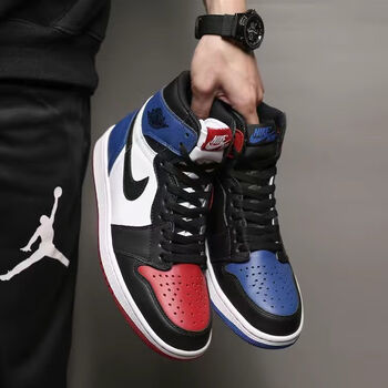 高帮鞋aj篮球鞋男女板鞋aj联名鸳鸯二次元运动鞋学生情侣鞋红蓝鸳鸯36