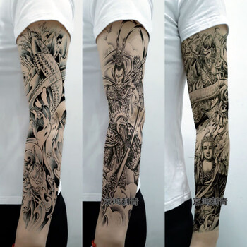 纹身贴花臂臂手臂防水 男女仿真 欧美大花臂龙满臂刺青纹身贴纸 3张全