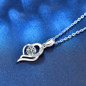 pt950铂金项链女士白金女款项链天使之翼锁骨项链女 50分莫桑钻(白金