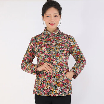 中老年人女秋冬薄棉服保暖妈妈内胆小棉袄奶奶装外套老太太花棉衣