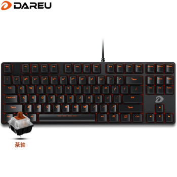 Dareu 达尔优 DK100 87键 有线机械键盘 黑色 国产茶轴 无光