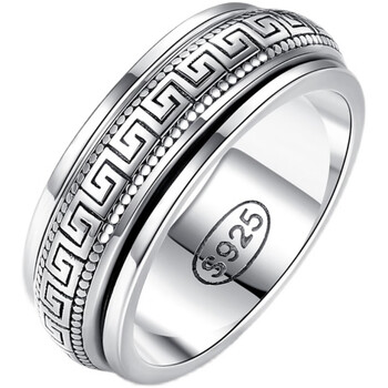 永红旺转运戒指男回纹戒指男ins潮霸气食指女时尚个性指环复古可转动