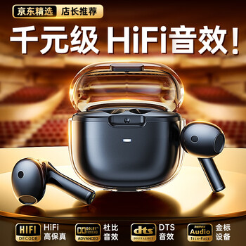 REMAX睿量【大师级调音】蓝牙耳机半透明真无线半入耳高音质降噪运动跑步游戏音乐小米苹果华为通用  黑