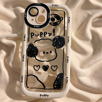 手绘涂鸦小狗小猫iphone14promax苹果13手机壳12pro透明11软壳女手绘