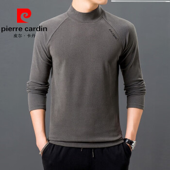 皮尔卡丹（pierre cardin）秋冬季新款男士半高领德绒双面绒卫衣长袖加厚打底衫保暖衣针织 深灰 180/2XL码建议140-165斤