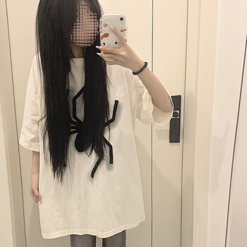 丹宝罗蜘蛛t恤不起球夏季新款超火韩版女学生宽松百搭短袖上衣白色m85